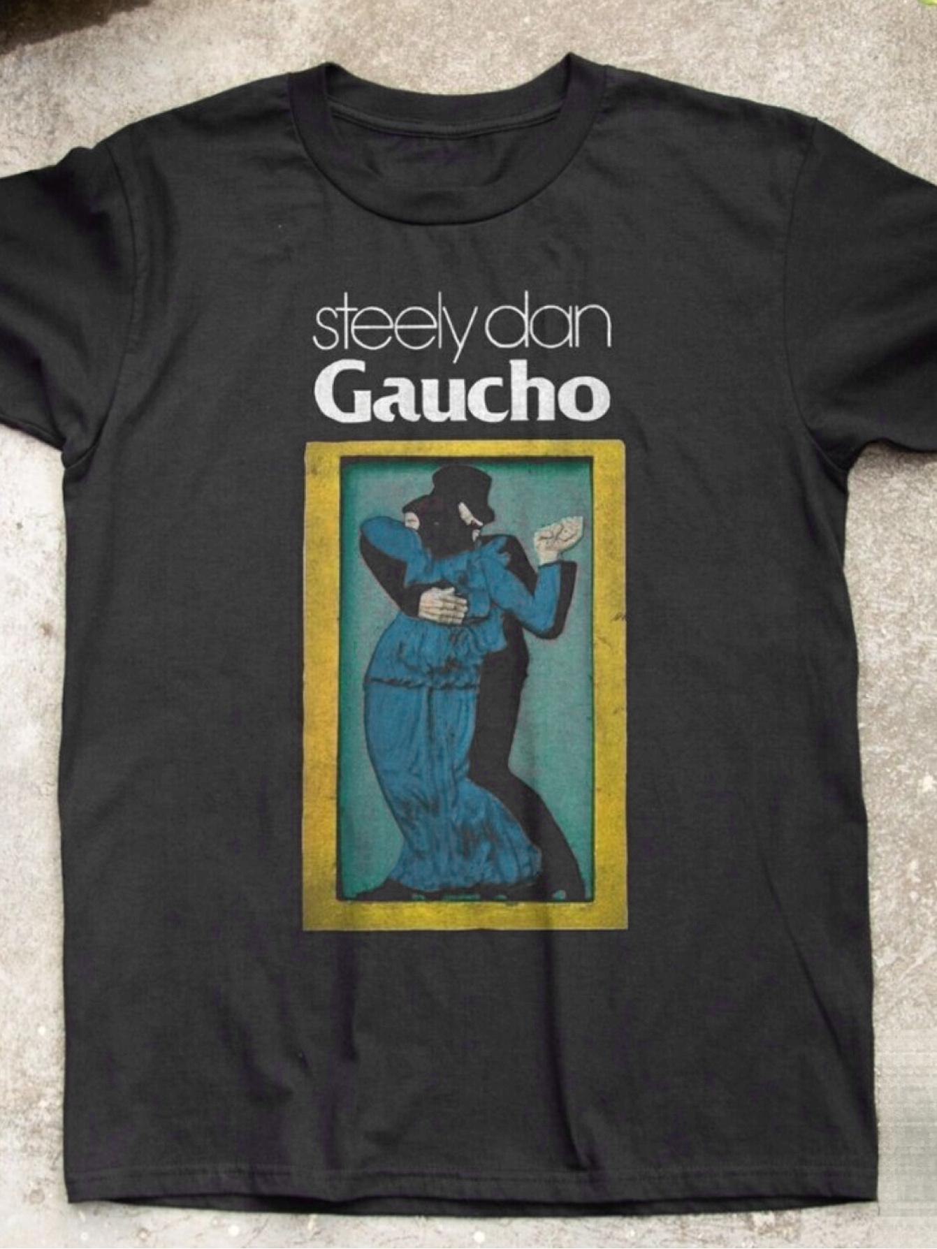 Steely Dan Gaucho Album Vintage 80s Graphic T-Shirt- Black Band Tee with Geometric Artwork XS