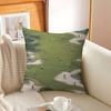 Vintage Green Tiny Golfers Art Pillow Cover Sofa Cushion Cover Home Room Decoration Children Gift