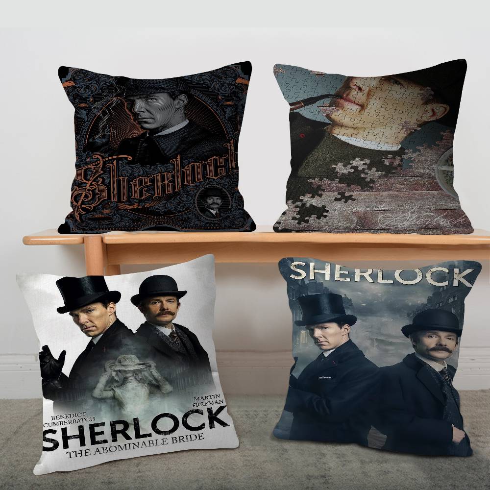 S-Sherlock Holmes Detective Series Pillow Cover Sofa Cushion Cover Home Room Decoration Children Gift