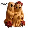 Durable Resin Craft Gifts Spooky Halloween Figurine, Scary Ghost Pumpkin Tabletop Decoration Small Autumn Crafts for Tiered Tray, Shelf, Mantel, Home