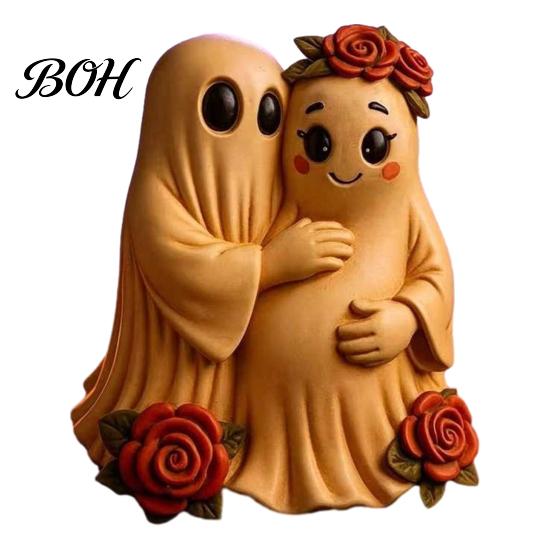 Durable Resin Craft Gifts Spooky Halloween Figurine, Scary Ghost Pumpkin Tabletop Decoration Small Autumn Crafts for Tiered Tray, Shelf, Mantel, Home
