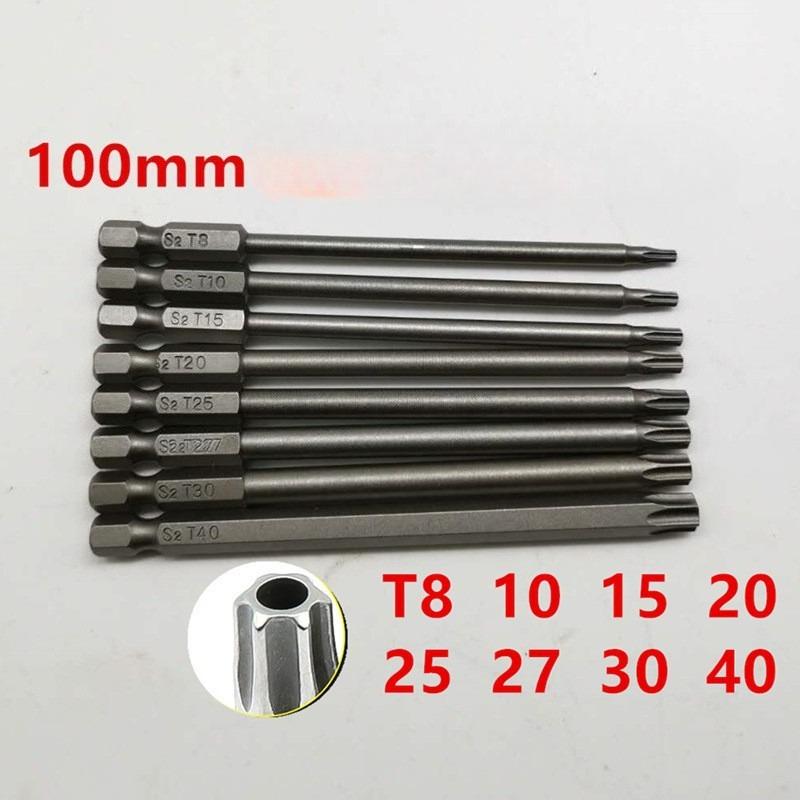 11PCS 1/4" Hex Bits Driver Tamper Proof Security Drill Magnetic Bit Set Torx Screwdriver Flat Head F1FC High Quality 50/100mm