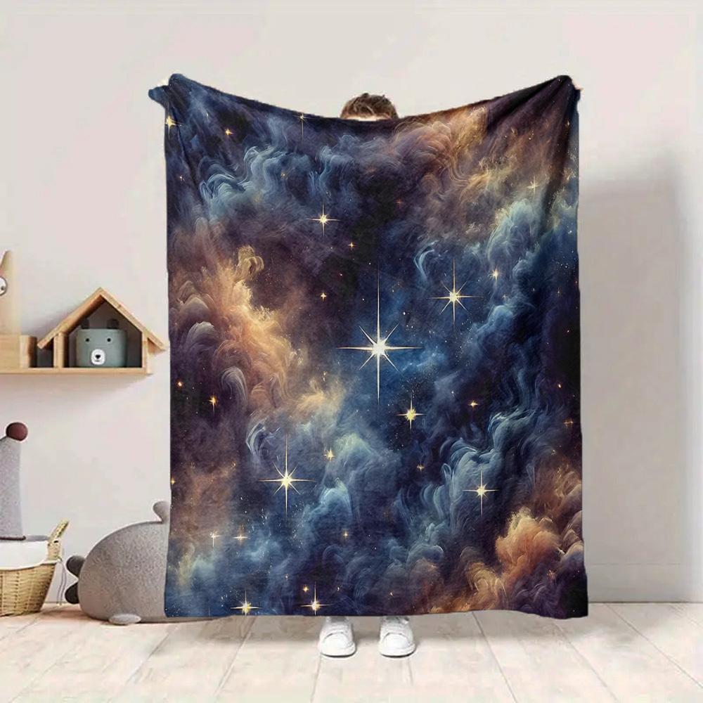 1pc Galaxy Nebula Blanket, Lightweight Flannel Throw Blanket For Sofa, Bed, Travel, Camping, Living Room, Office, Couch, Chair, And Bed