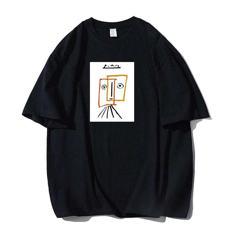 Shellsuning Cartoon Printing T-shirt Women Summer Fashion Casual Simple Short Sleeve 100% Cotton Soft Tees Female Oversized Basic Couple Tops