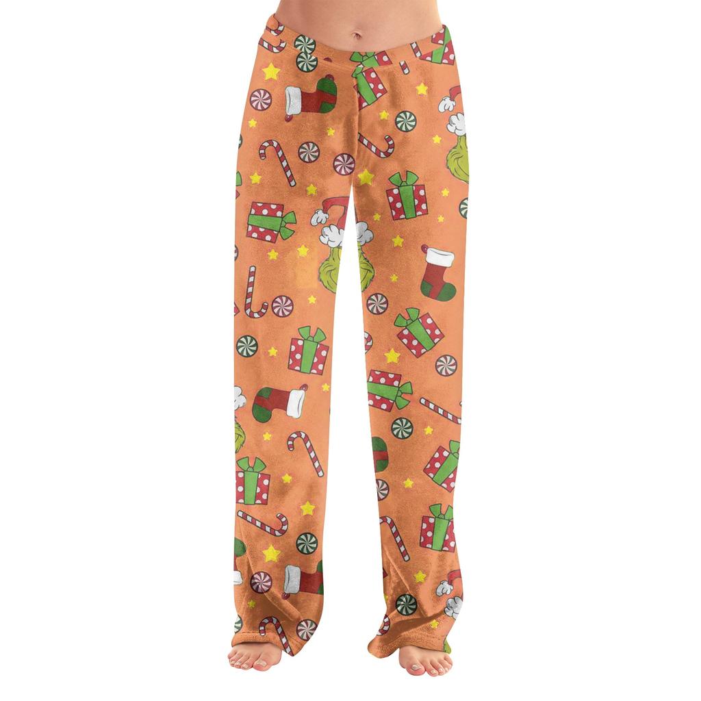 Women's Christmas Print Pants, Casual Pajama Bottoms for Holiday Wear