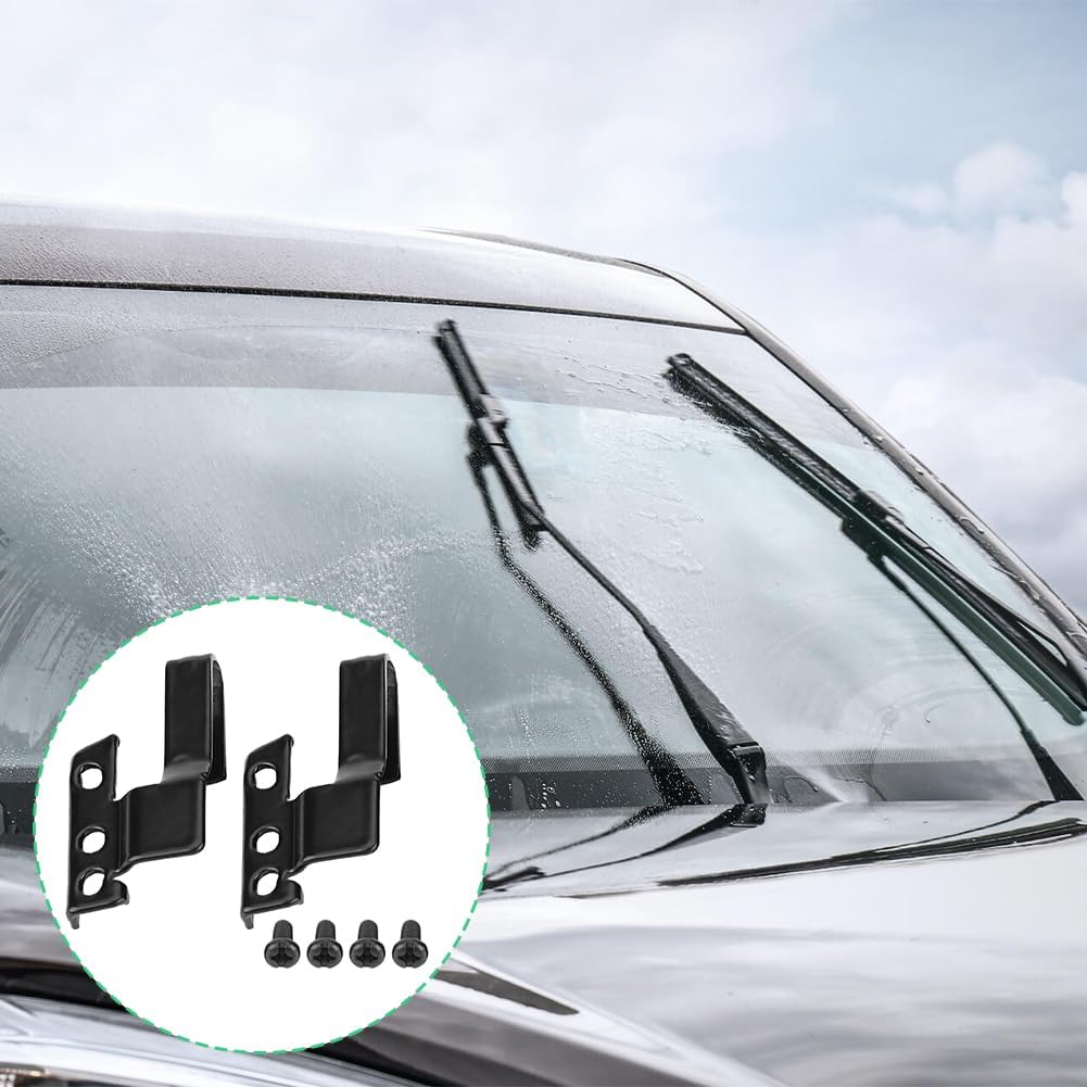 Wiper Blade Adapter, 3392390298 2 Pcs Metal Car Automotive Front Windshield Wiper Arm Adapter Mounting Kit Universal Black with Mounting Screws