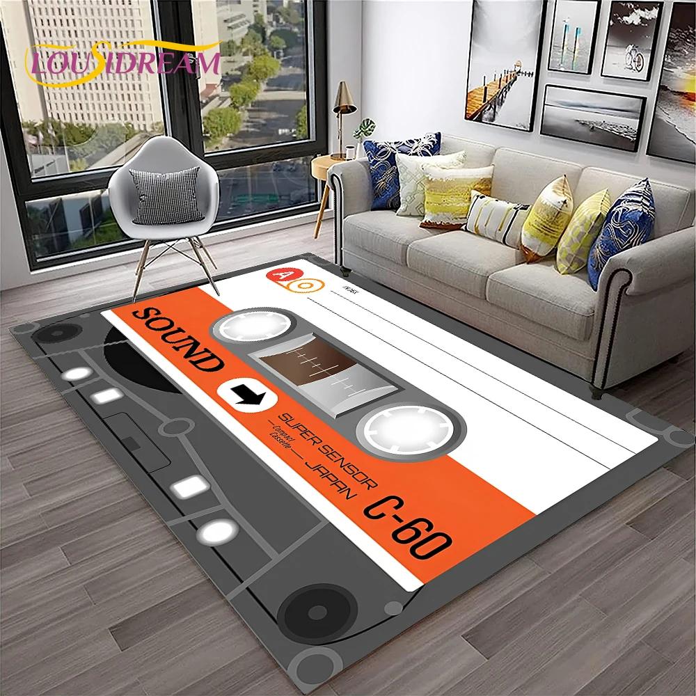 Retro Music Cassette Tape Pattern 3D Carpet Rug for Home Living Room Bedroom Sofa Doormat Decor,kids Area Rug Non-slip Floor Mat