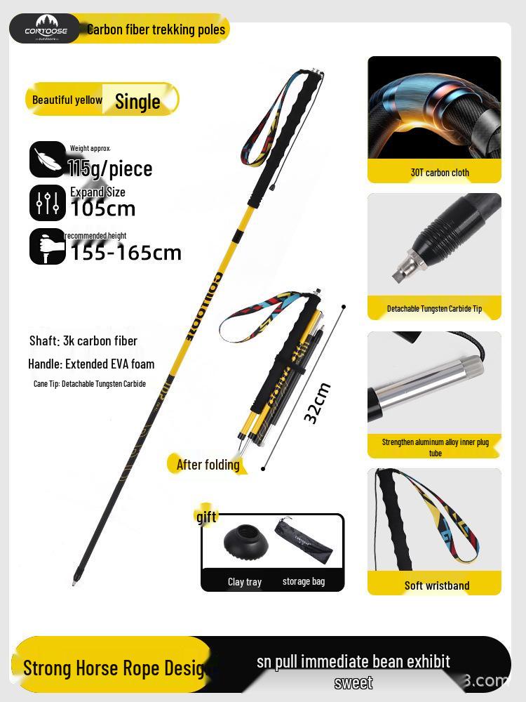 Professional Carbon Fiber Folding Trekking and Trail Running Poles