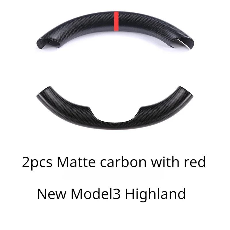 For Tesla New Model 3 Highland 2024-24 Accessories Steering Wheel Cover Real Dry Carbon Fiber 3K240G Steering Wheel Shell Decor