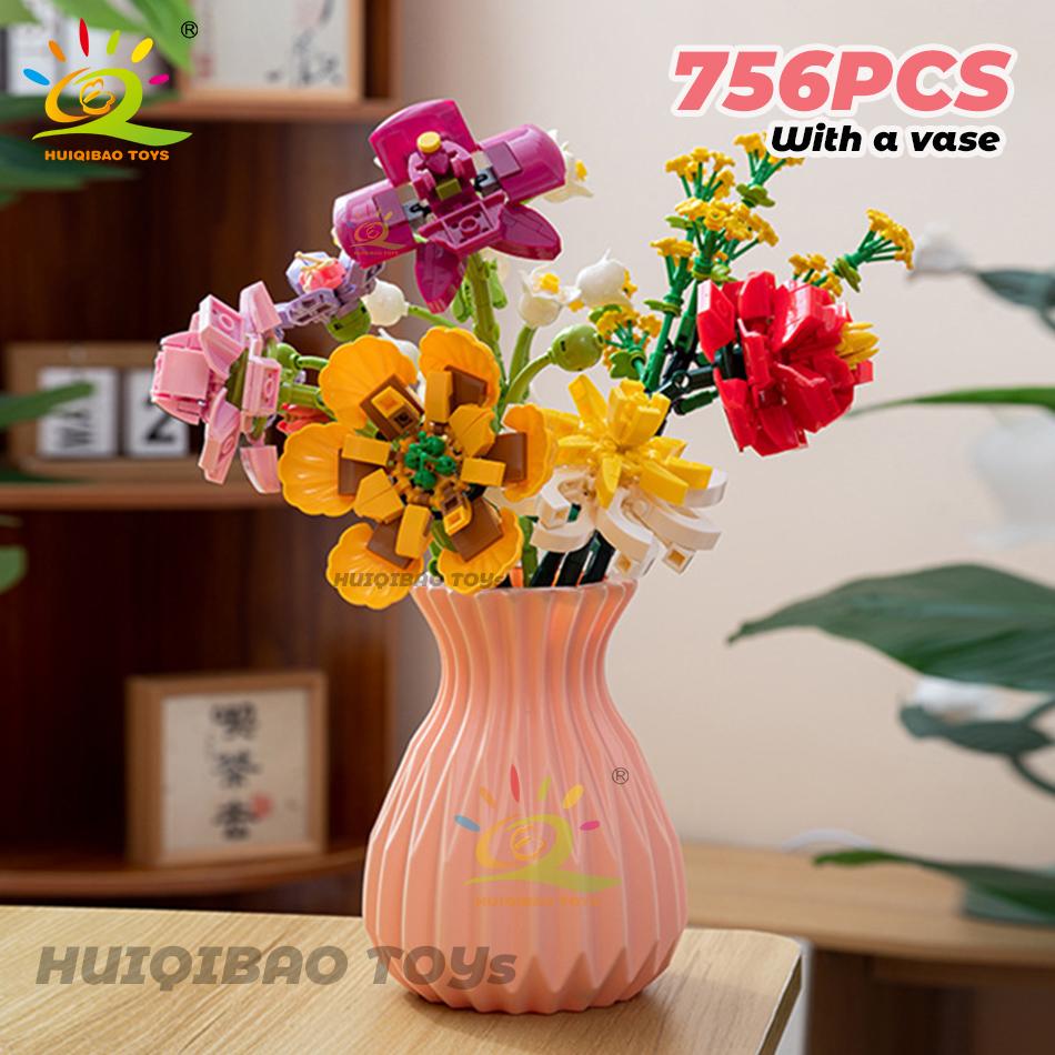 Giftfritt Blomsterbukett Byggklossar Kit Gör-det-själv Evig Blomma Romantiska Klossar Gör-det-själv Barnleksaker För Barn Vänner Vuxen Gåva
