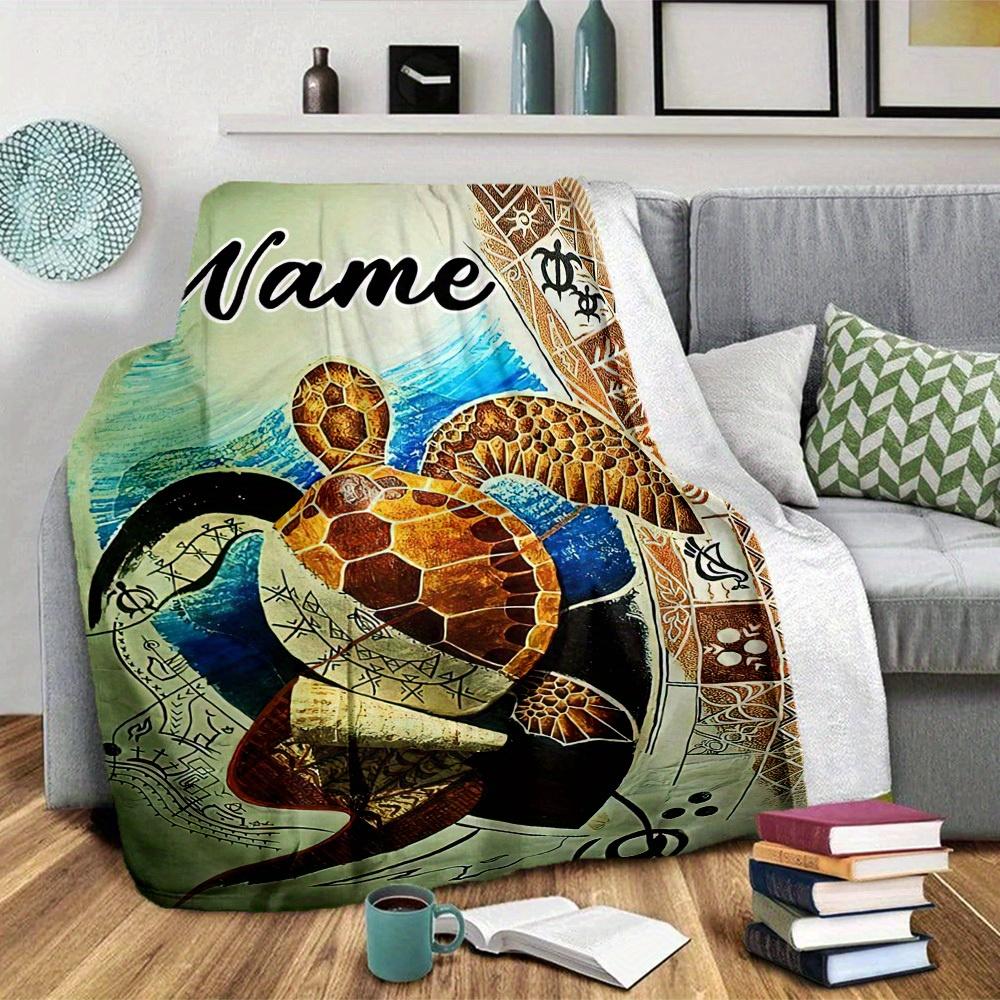 Sea Turtle Home Customize Your Name Blankets Comfortable Soft Lightweight Allseason Multipurpose Blanket For Picnics Sofas Offices Beds Living Rooms
