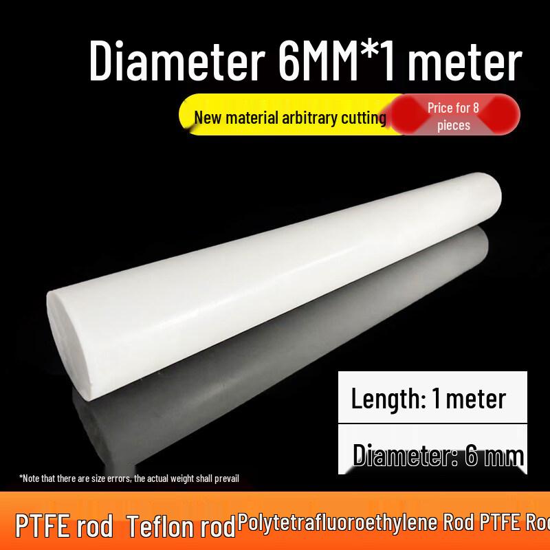PTFE Rods 6mm Diameter x 1 Meter (8-Pack)