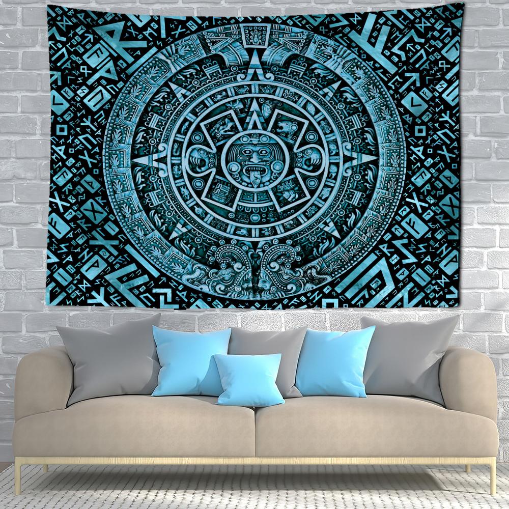 Viking Mystic Symbols Tapestry Home Decor  Psychedelic Scene Wall Hanging Boho  Raven Sofa Blanket