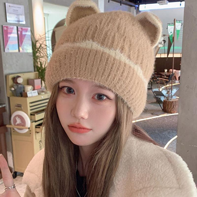 Cat Ear Plush Hat Wool Hat  Autumn And Winter Ear Protection Knitted Hat