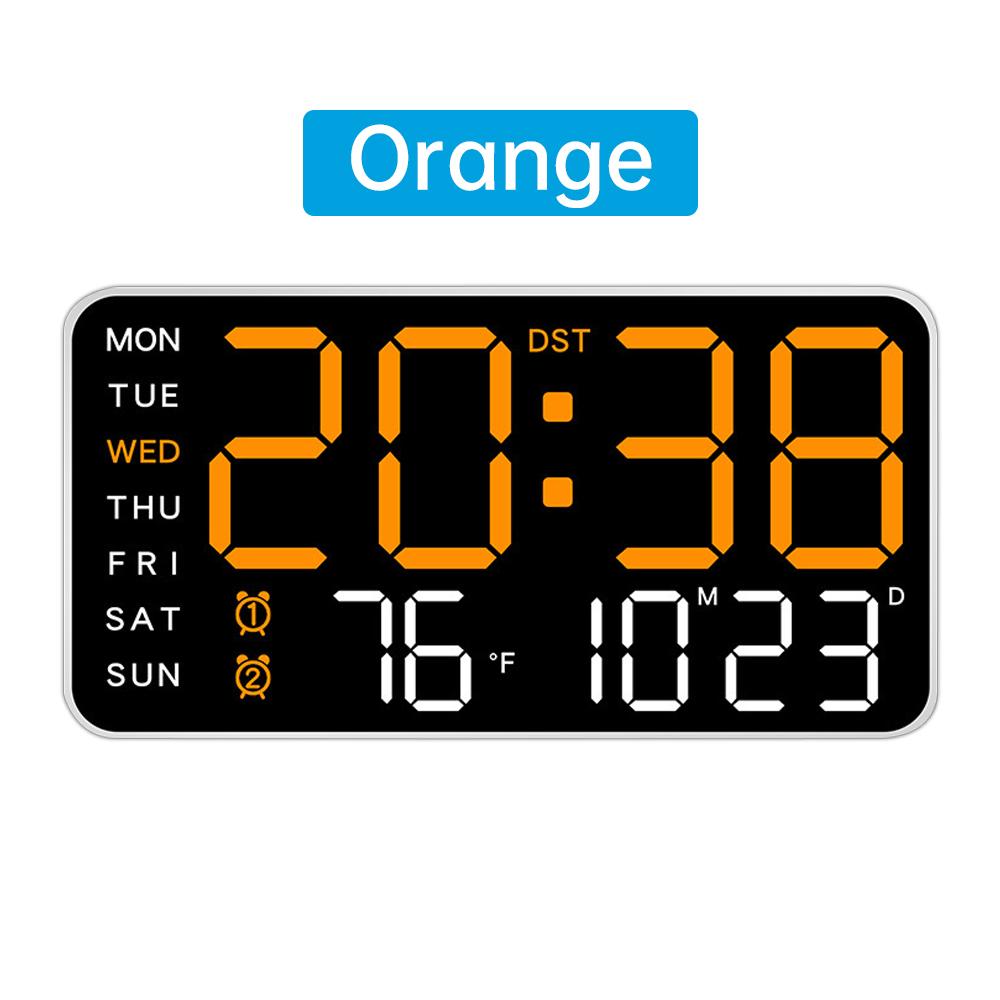

Большой экран цифровые настенные часы с дисплеем температуры, недели и даты, подвесные часы с автоматическим затемнением, настольные часы с 12/24-часовым электронным светодиодным будильником оранжевый