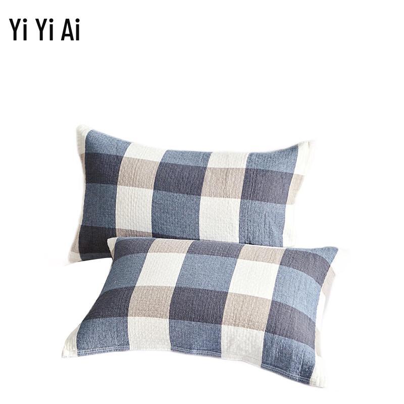 Three-Layer Washed Cotton Plaid Pillow Towel