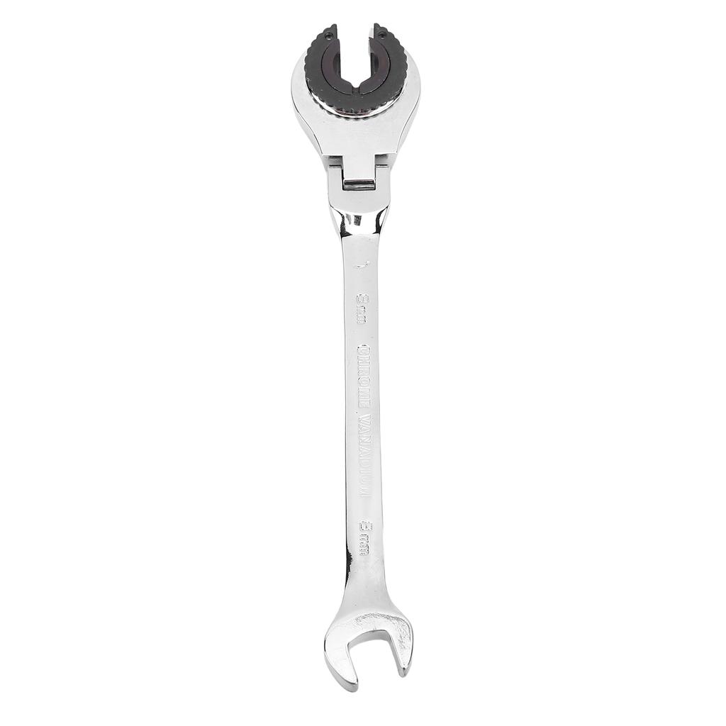 8mm Open Flexible Head Ratcheting Wrench CR V Steel Ratcheting Spanner with 72 Teeth 180  Degrees  Adjustable Angle