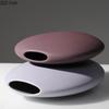 Minimalist Flat Ceramic Vase Creative Round Plant Pots Table Decoration Flowers Arrangement Floral Vases Room Aesthetic Decor