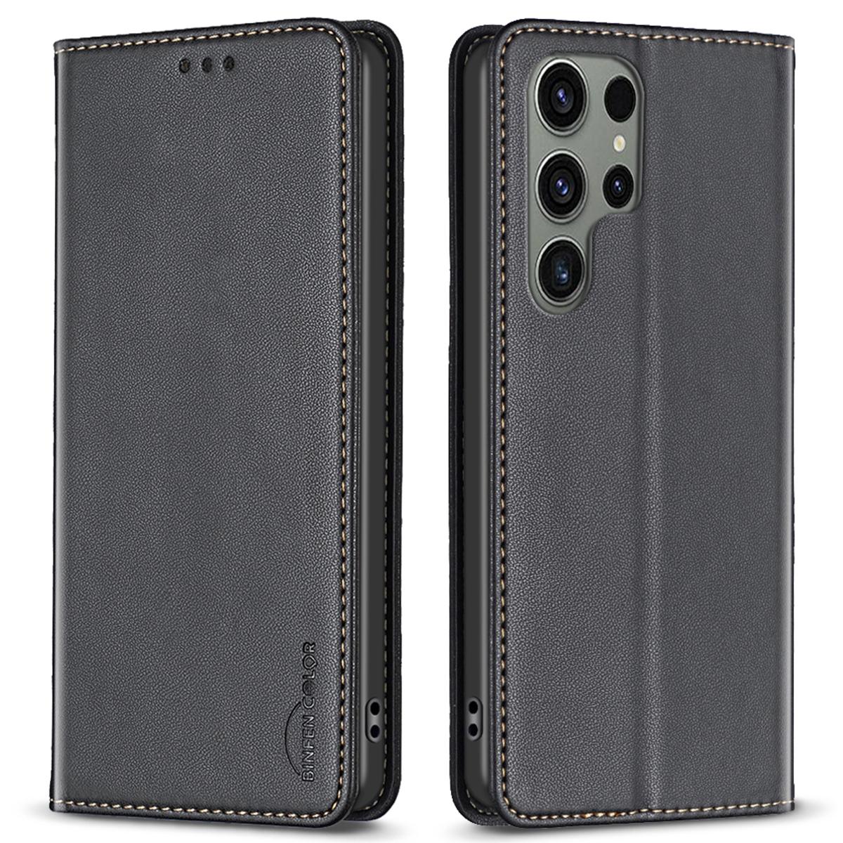 

BINFEN COLOR BF18 Кожаный чехол для Samsung Galaxy S25 Ultra с отделениями для карт, чехол для телефона C