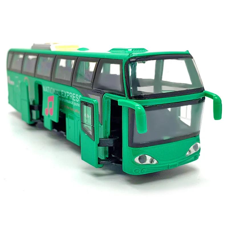 

1:32 Scale Passenger Bus Model Toy Car 5 Doors Opened Alloy Diecast Sound Light Simulation Creative Toys Models Present for Boys зелений