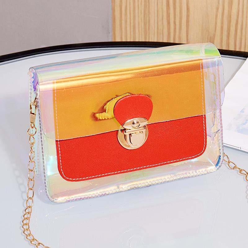 Refreshing Laser Transparent Shoulder Women's Bag Tide Crossbody Versatile Chain Small Square Bag