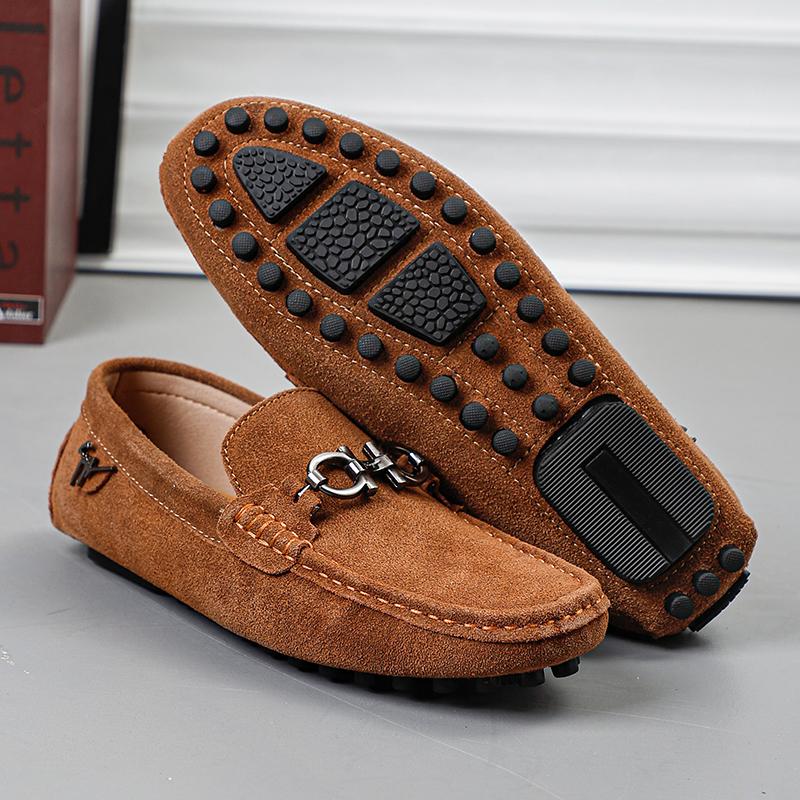 Sapatos masculinos de couro sem cadarço, leves, casuais, mocassins, clássicos, confortáveis, para dirigir, mocassins masculinos
