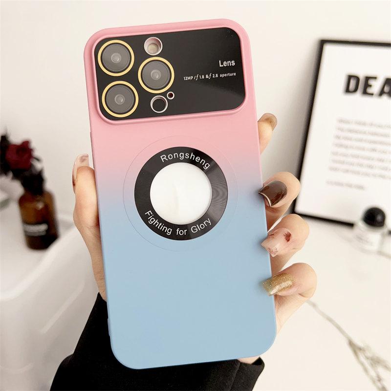 Luksus gradient stort vinduslinsefilmlekkasjemerke magnetisk sugetelefondeksel egnet for iPhone 14 13 12 11 Pro Max fallbeskyttelsesdeksel