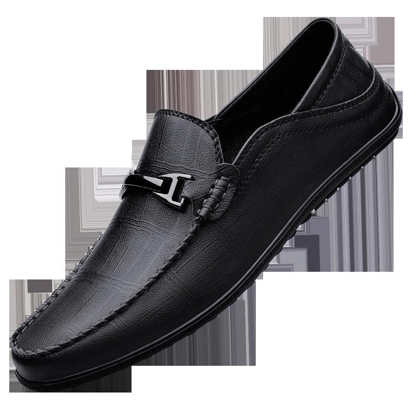 

Leather shoes men s genuine leather business casual men s soft-soled soft-sided beanie shoes one-pedal driver shoes leathershoes 37 чёрный