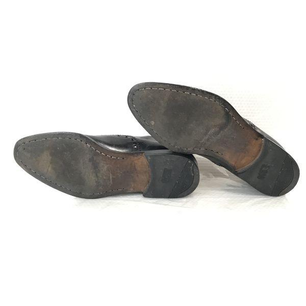 80s-90s? Vintage CESARE PACIOTTI Leather Semi-Brogue Straight Tip 7 / 25.5cm / Black Dress Shoes(USED)