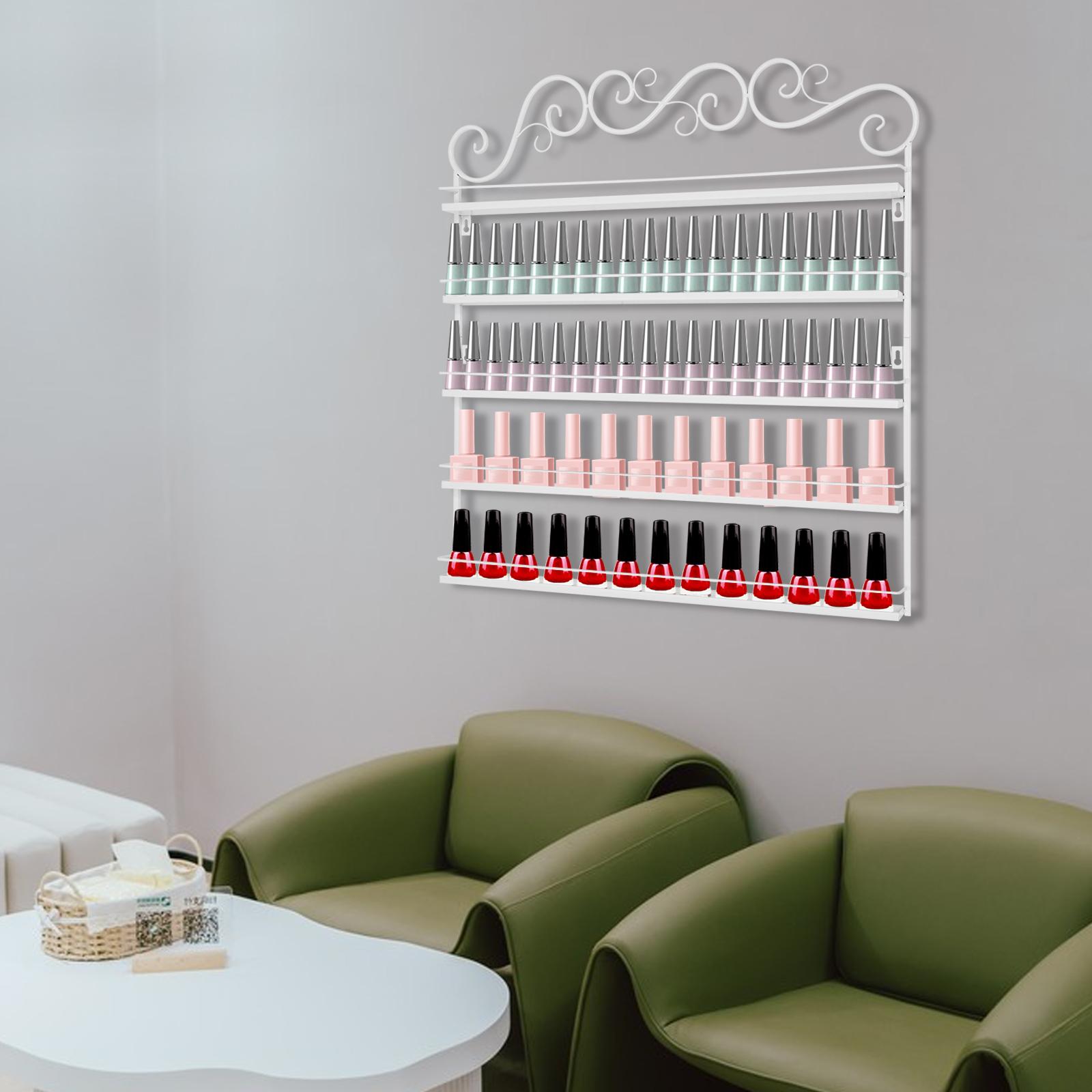 

5-ярусные полки для лака для ногтей на стену 26*2,2 дюйма Дисплей для хранения эфирных масел (белый), Прямоугольный, Используется в маникюрных салонах United States