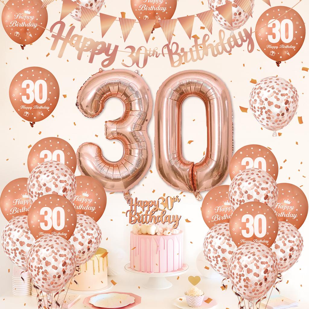 28pcs 18 21 30 40 50 60 70th Rose Gold Happy Birthday Balloon Set Banner Balloon Adults Birthday Party Decoration Birthday Party
