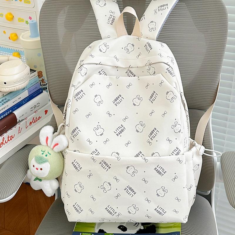 School Bag Printed Student Backpack Letter Backpack, Versatile for Middle and High School Students and Girls, Casual for Class, Large Capacity Fresh