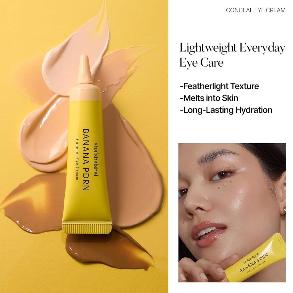 shaishaishai BANANA PDRN Conceal - Hydrating Under Eye Cream & Dark Circle Coverage, Advanced Formula with PDRN + Ectoin, Non-Sticky (Caramel)