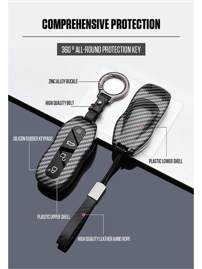 Xiaomi SU7 Ultra Second Gen Carbon Fiber Car Key Case with Card Holder & Buckle