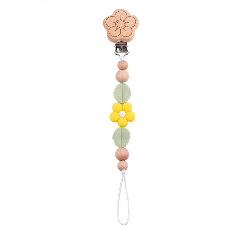 Adorable Flower Shaped Pacifier Holder  Soft Silicone Baby Teether Chain Cute Anti-Fall Nipple Clip for Toddlers