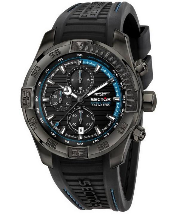 Sector Diving Team Chronograph Silicon Strap Diver's Quartz R3271635001 300M Men's Watch