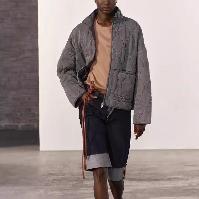 Autumn and Winter New Women Daily Versatile Loose Tencel Cotton Washed Cotton-padded Jacket Outerwear 4088052 4088242