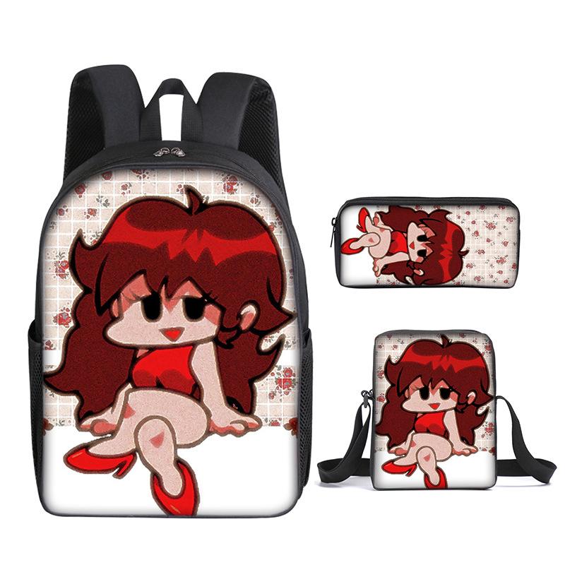 Classic Funny Friday Night Funkin 3D Print 3pcs/Set Pupil School Bags Laptop Daypack Backpack Inclined Shoulder Bag Pencil Case
