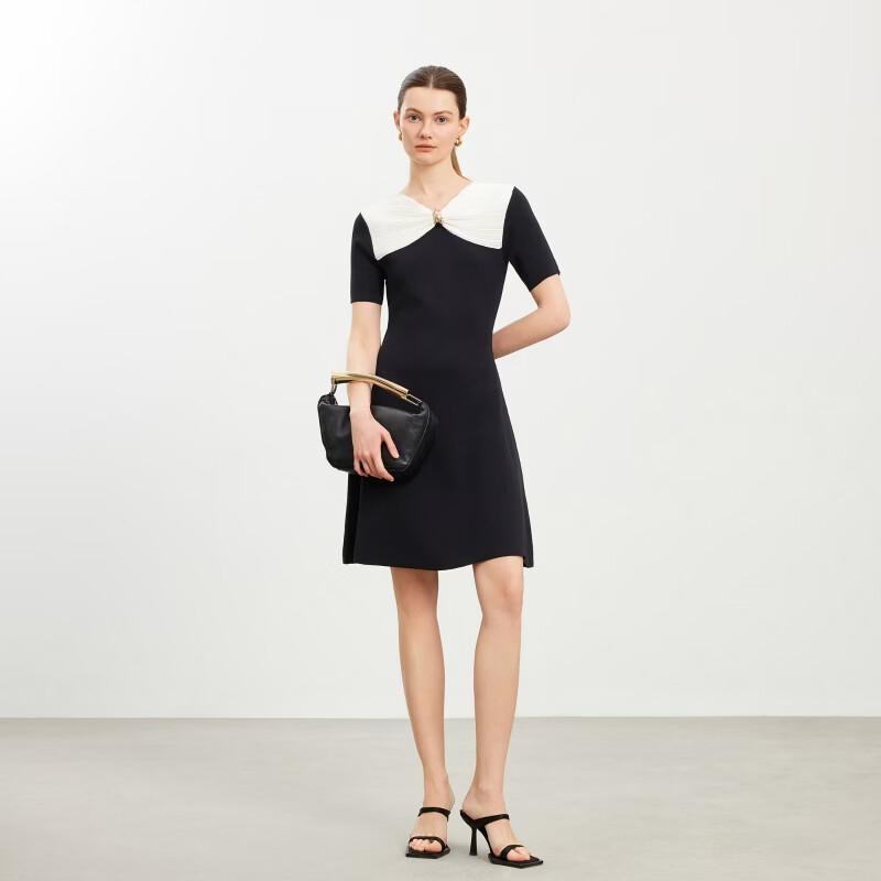 VEROMODA V-Neck Knit A-Line Mini Dress with Bow