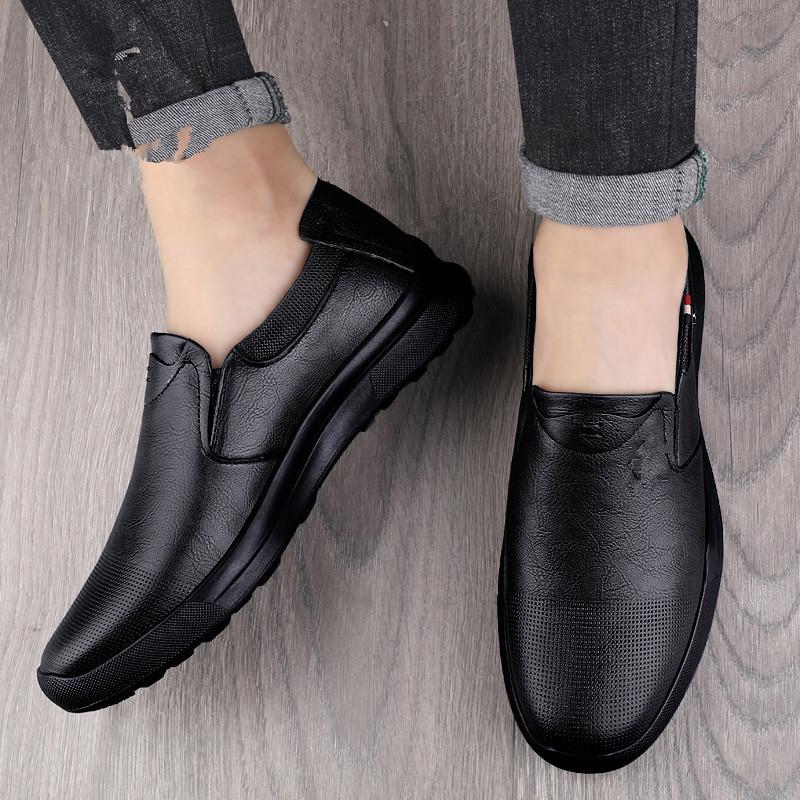 Fashion Genuine Leather Mens Loafers Non Slip Walking Flats Breathable Outdoor Slip On Casual Shoes Male Driving Sneakers Business Shoes