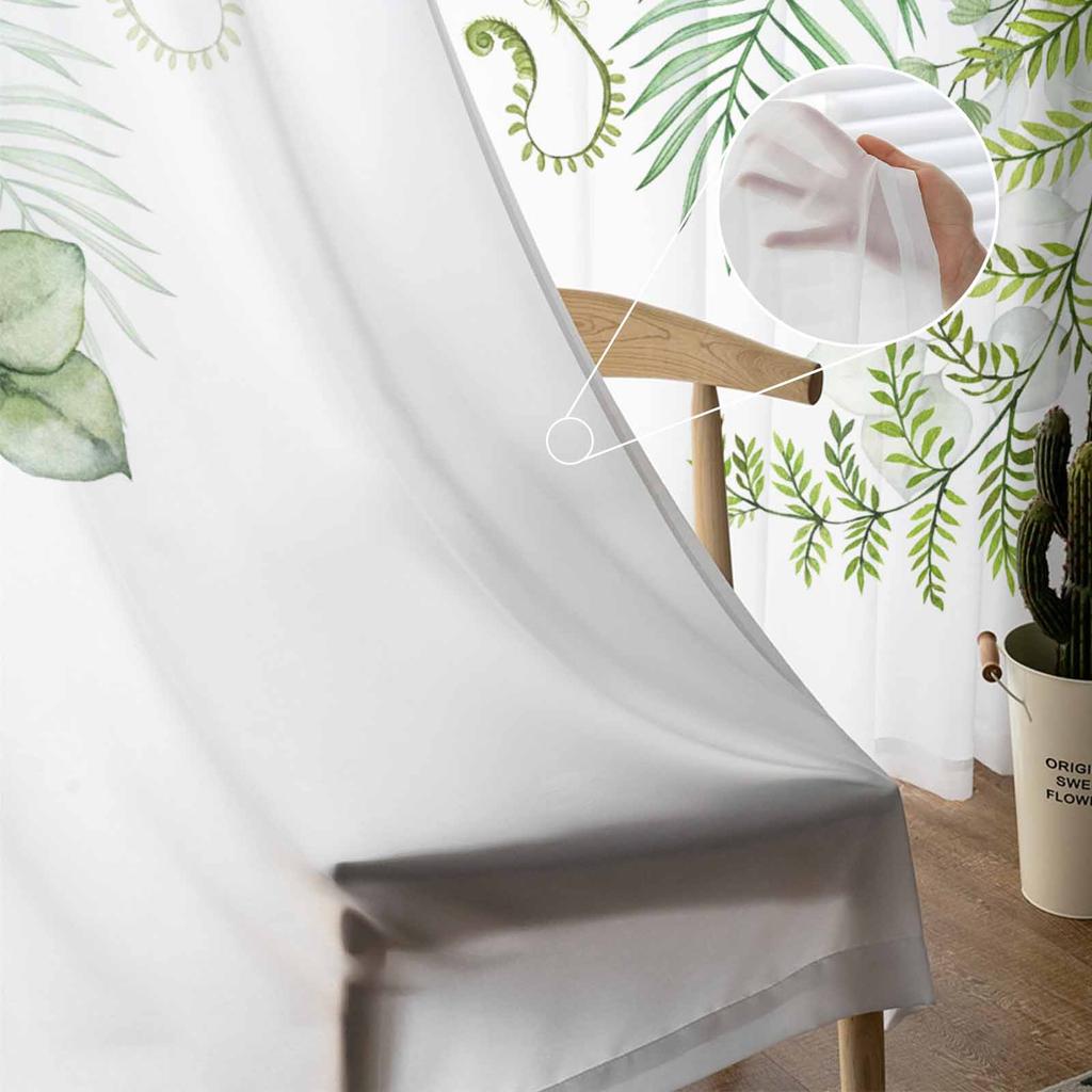 Aquarell Hängende Eukalyptusblätter Transparente Vorhänge für Wohnzimmer Moderne Heimdekoration Tüllvorhang Schlafzimmer Voile-Vorhänge