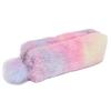 Plush Pencil Case Octagonal Shape Large Capacity Pencil Pouch Gradient Colors Zipper Storage Pouch for Stationery Cosmetics And Personal Items