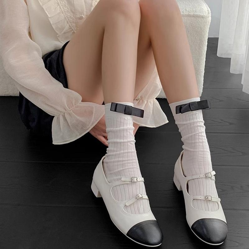White Ballet Ruffles Stockings Girls Fashion Cotton High Tube Socks Women Sweet Lolita Bowknots JK Short Socks Various Style