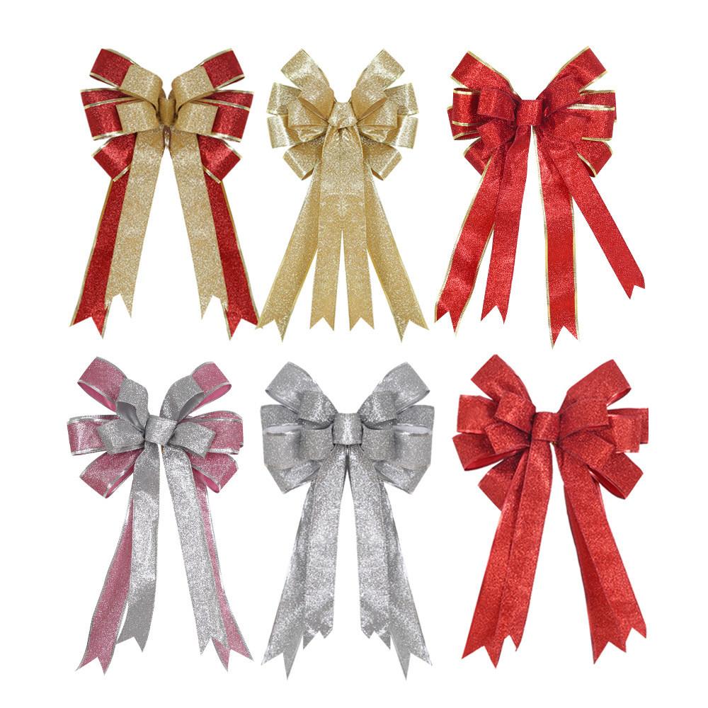 Charming Fabric Christmas Bow Decorations In Assorted Colors For Stylish Holiday Decor