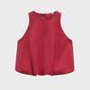 Women's Retro Sleeveless Red Vest - Round Neck, Loose Fit, Balloon Silhouette, Spring/Summer Cover-up