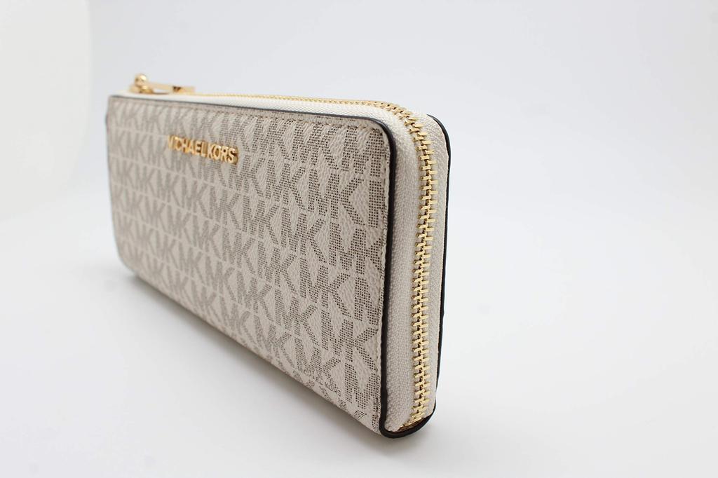 Jet Set Große Drei-Viertel-Reißverschluss-Geldbörse in Vanilla Signature