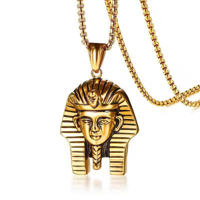 Collier Hiphop Tendance pour Homme Collier Pendentif Pharaon Égyptien Ornement en Acier Titane Accessoires Hip Hop Personnalisés