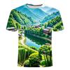 2024 Summer New 3D Printed Short Sleeved Personalized Creative Trend Bamboo Forest Series Men's and Women's Round Neck T-shirt