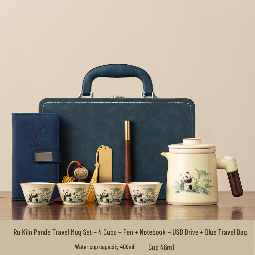 Portable Travel Tea Set: Quick-Brew Pot with Four Cups, New Style for Young People On the Go