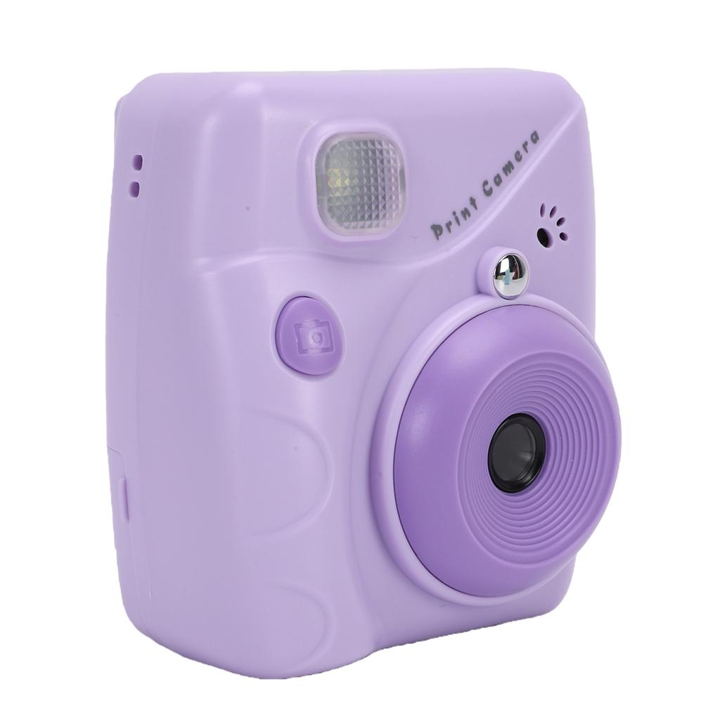 Instant Print Camera 1080P 48MP Digital Camera with 2.4 Inch Screen 2 Rolls Printing Paper 1500mAh Battery Purple